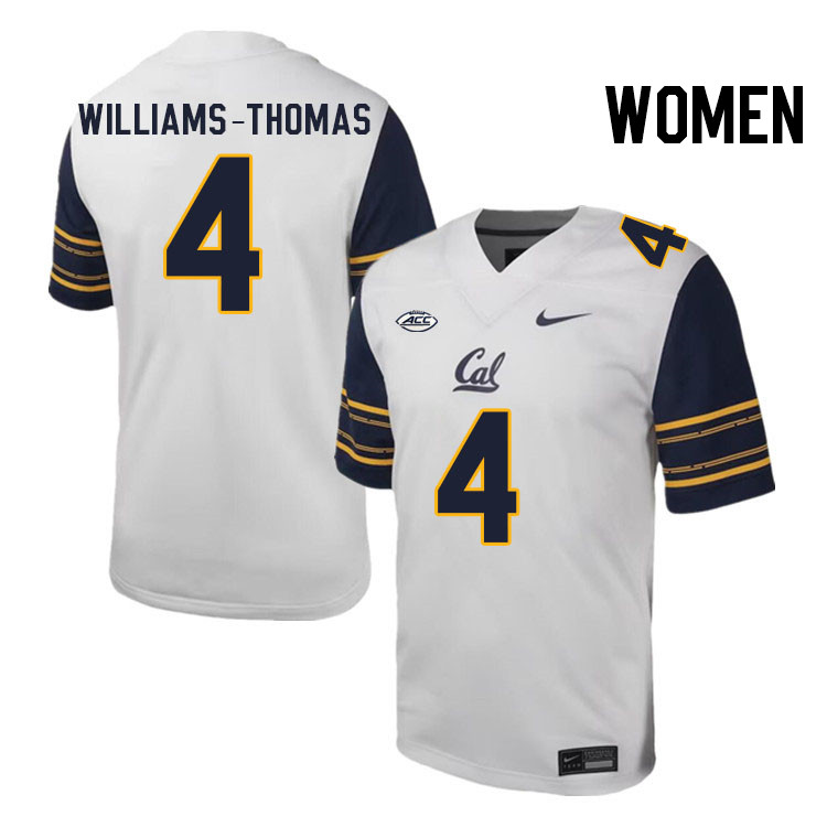 Women #4 Justin Williams-Thomas California Golden Bears ACC Conference College Football Jerseys Stit